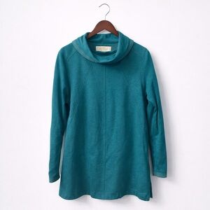 Old Ranch Organic Teal Cowl Neck Tunic Large